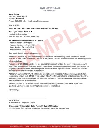 Sample preview: Cover Letter to Bank