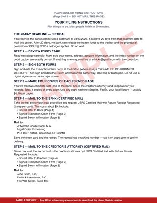 Sample preview: Filing Instructions